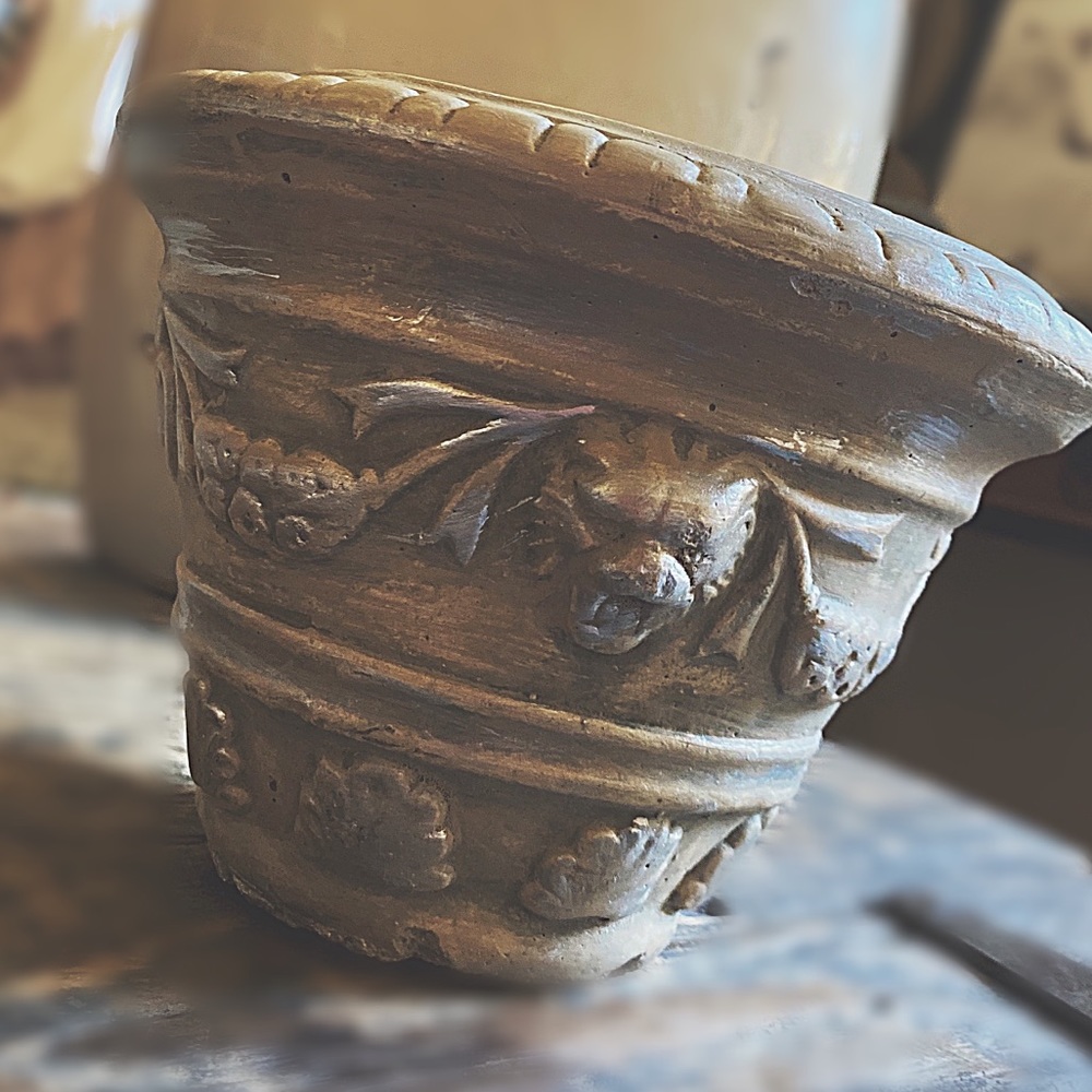 Artisan Hand-Patinated Planter | Latte, Taupe & Silver Finish | One-of-a-Kind